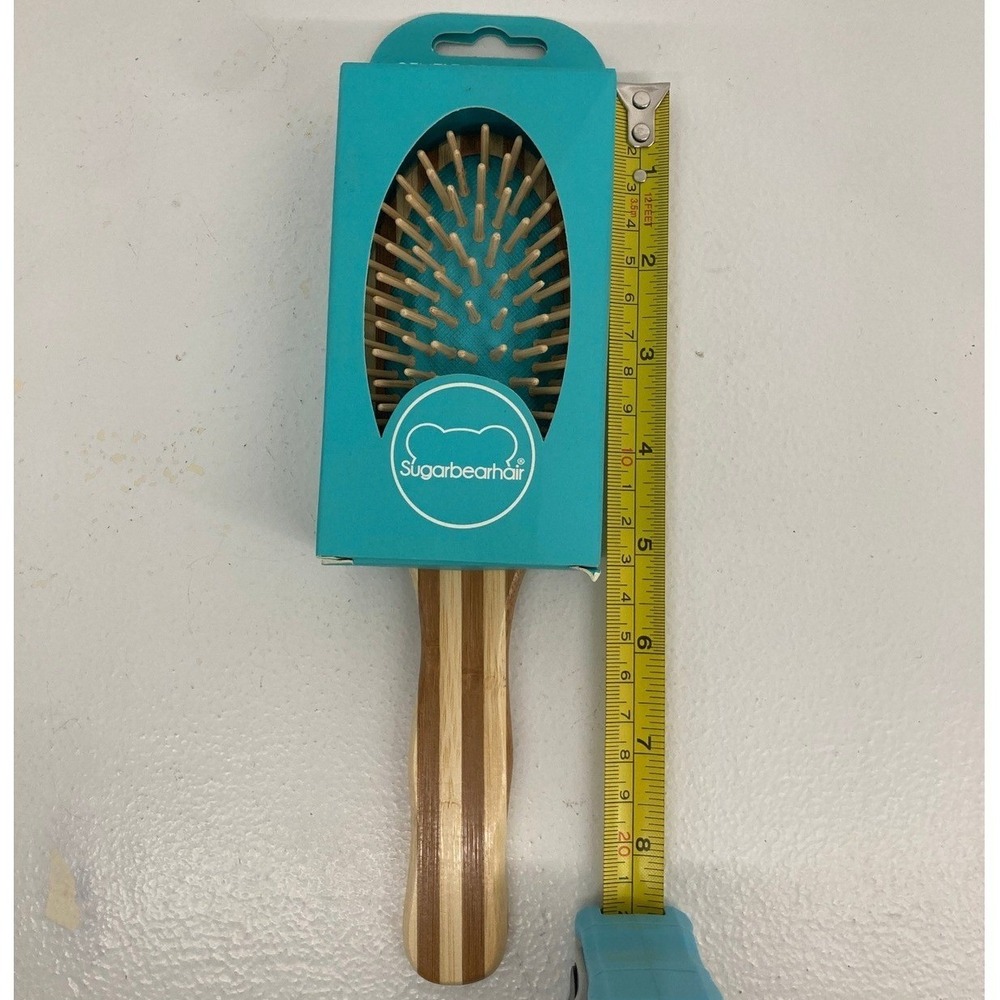 SugarBearHair Gentle Detangling Bamboo Hair Brush Natural Wood Bristles Vegan - Picture 4 of 5